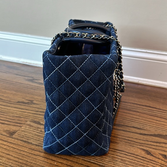 Chanel Denim Quilted Large Coco Handle Shopping Tote Blue - Picture 6 of 14